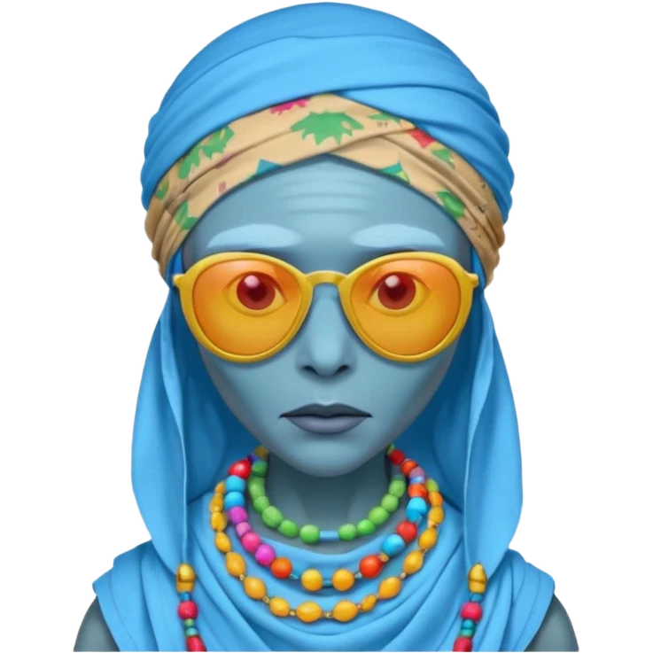 alien living in desert, colorful, accessories, just face  emoji