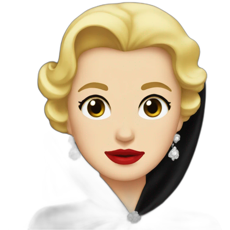 Grace kelly crying wearing black veil emoji