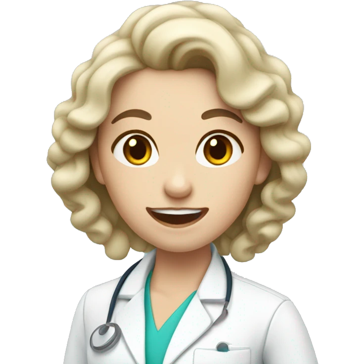 White girl dentist with long curly dark hair  emoji