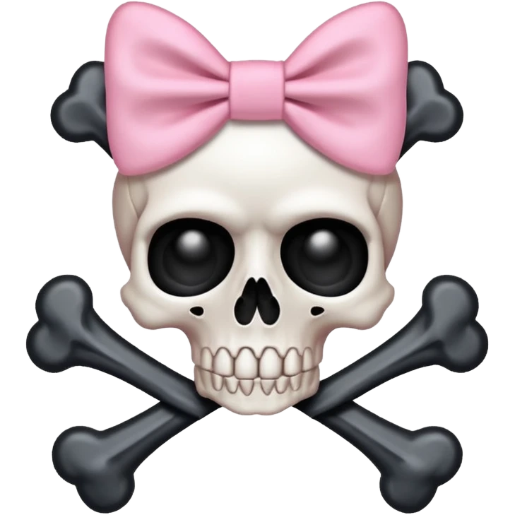 Crossbones with light pink bow  emoji