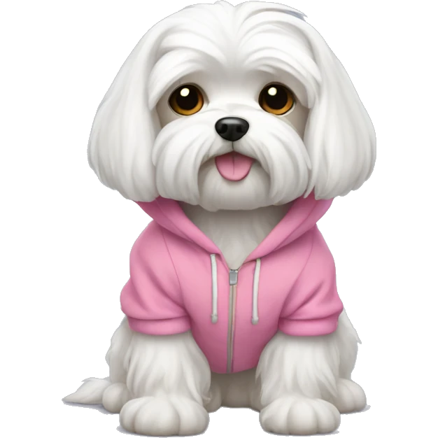 maltese dog breed with pink hoodie emoji