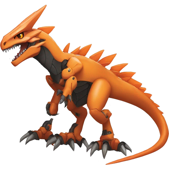  Cool Edgy Orange Digimon-Fakemon-Guilmon-Velociraptor-Dragon-Mecha full body emoji