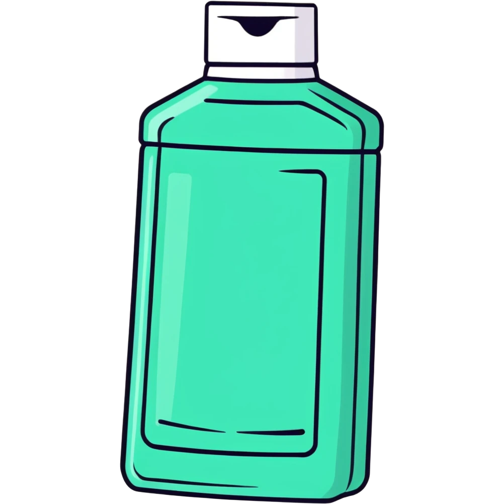 cartoon shampoo bottle, playful emoji