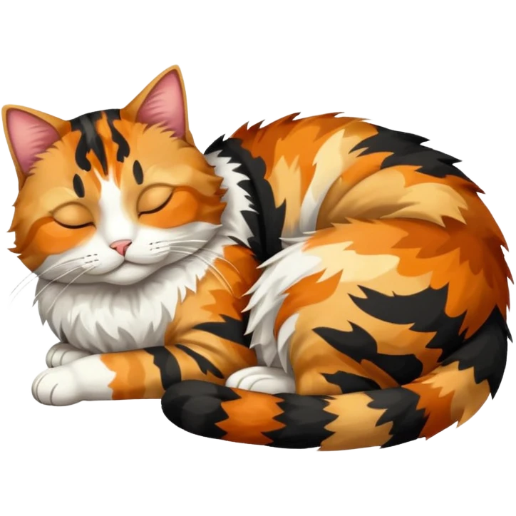 full body colourful light patched calico tabby cat sleeping emoji