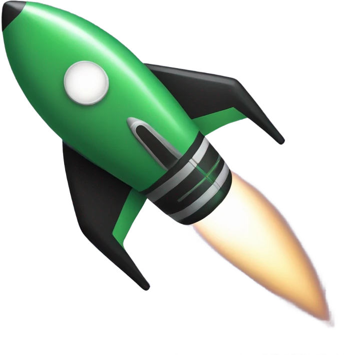 green and black rocket ship emoji
