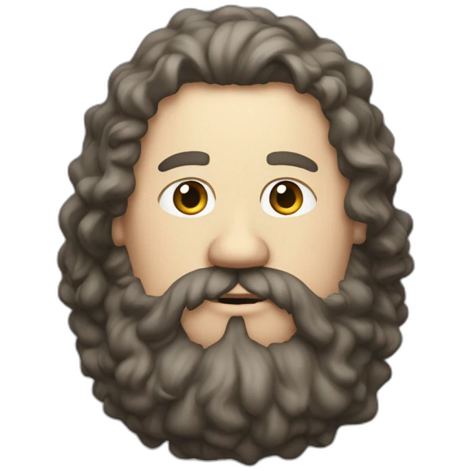 fat white man witb curly long dark hair and a big beard emoji