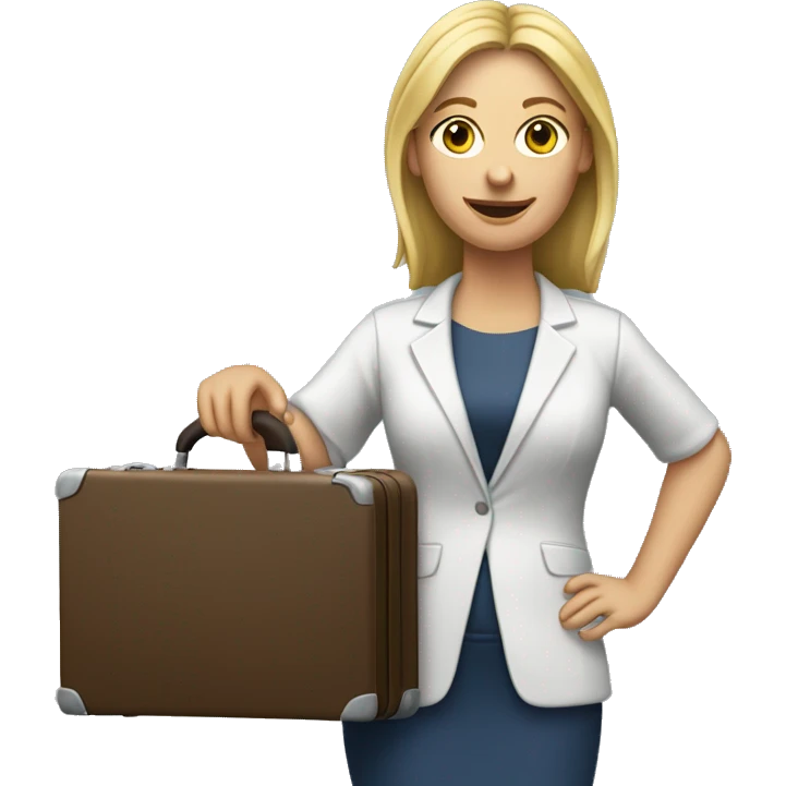 white woman holding briefcaseite  emoji
