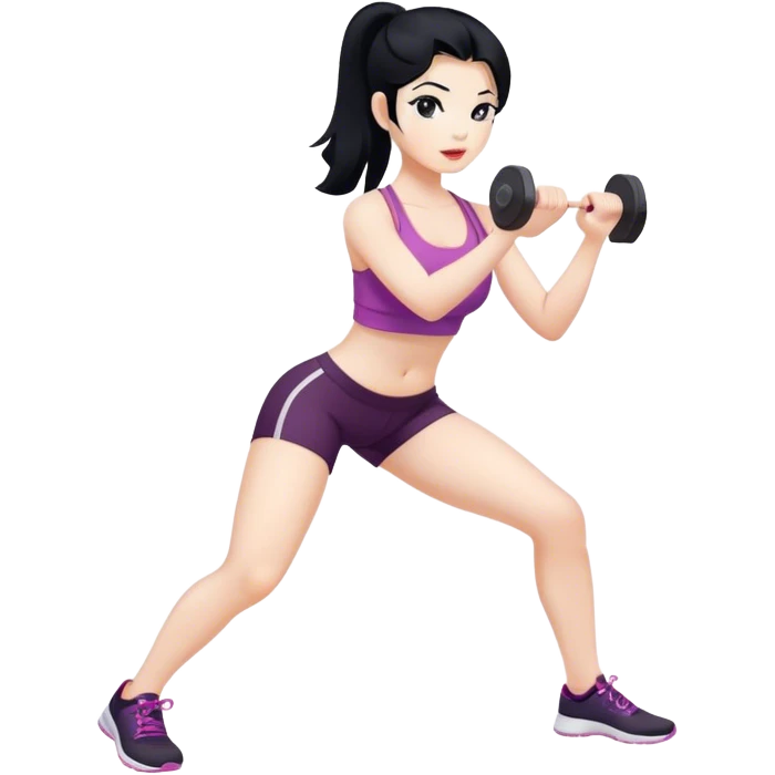 black hair ehite skin hirl doing fitness emoji