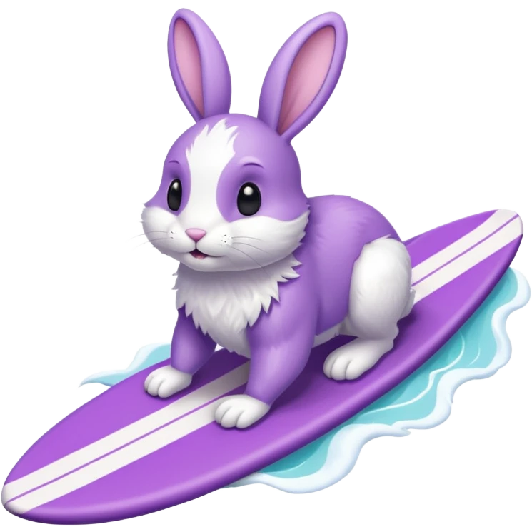 Bunny riding a purple surfboard emoji