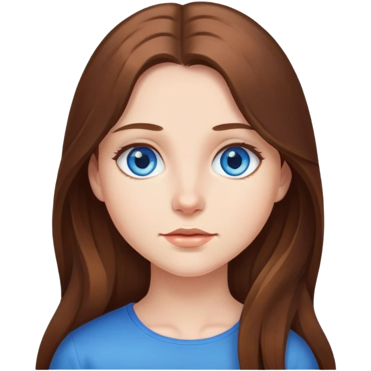 Long brown hair and blue eyes girl emoji