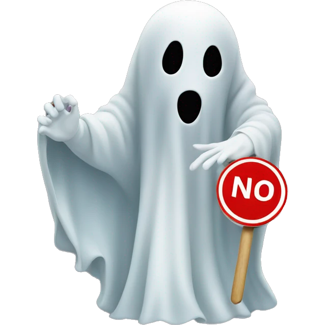 Ghost holding a 'no entry' sign emoji