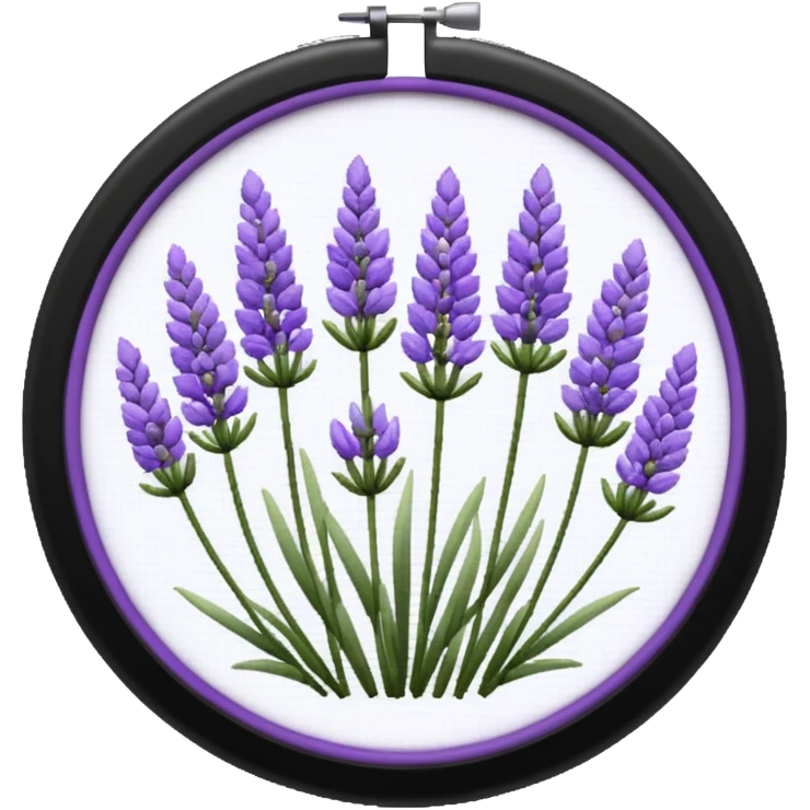 Pixelated Lavender flowers art inside a round pastel purple-whitish Cross stitch frame  emoji