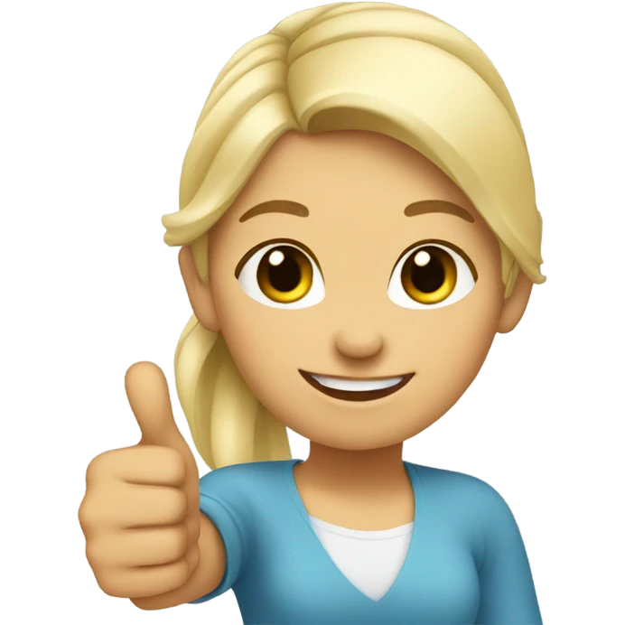 a girl with blonde ponytail thumbs up  emoji