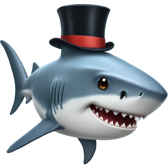 Shark with a top hat emoji