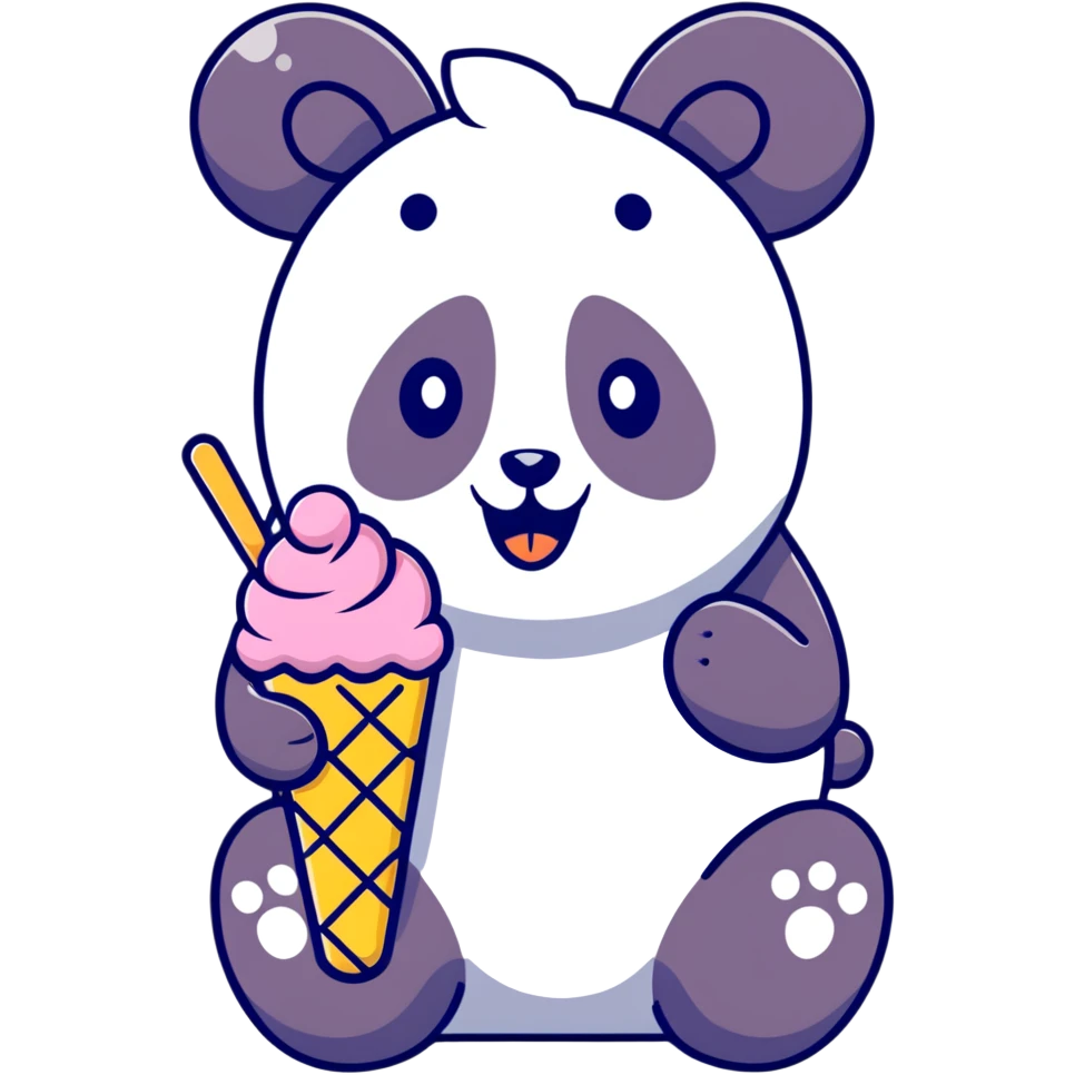 Panda eating ice cream emoji
