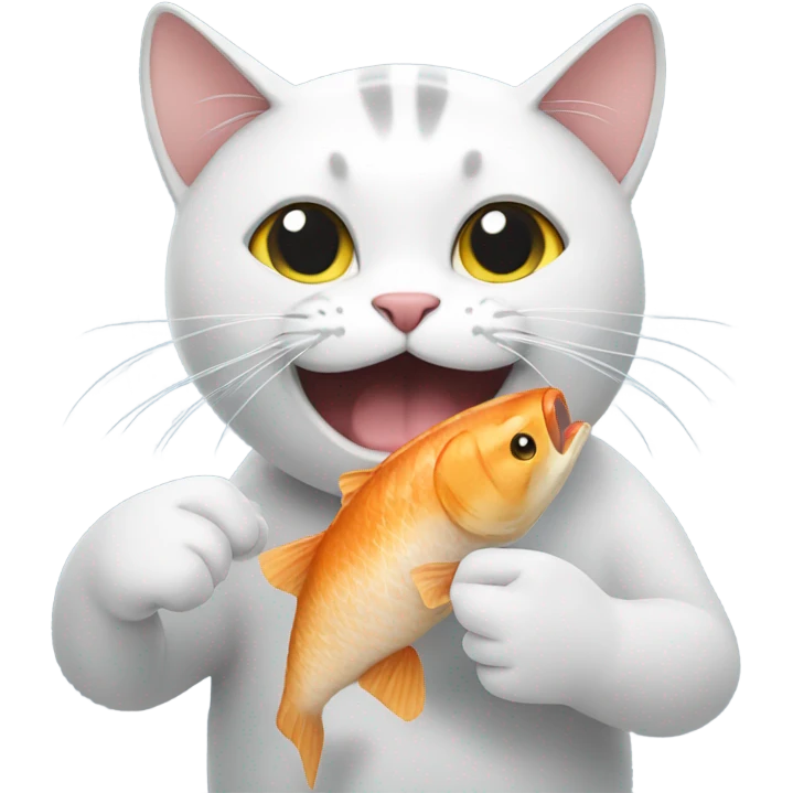 cat eating fish emoji