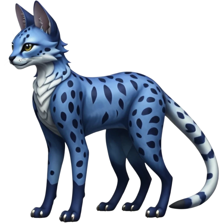 Epic complex knightly divine glorious futuristic detailed dark dusky gloomy deep gothic indigo, realistic Fakémon-Sprigatito-Floragato-Meowscarada-Trico-Sergal-Serval-Vernid-creature (full body) emoji