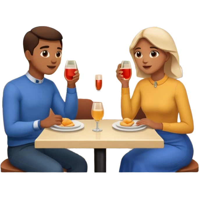 comversacion dentro de un restauant  dos persoans emoji