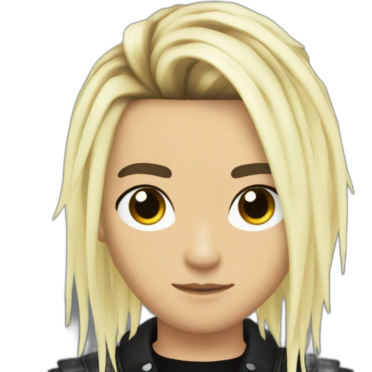 Bill Kaulitz black hair down with blonde highlights emo emoji