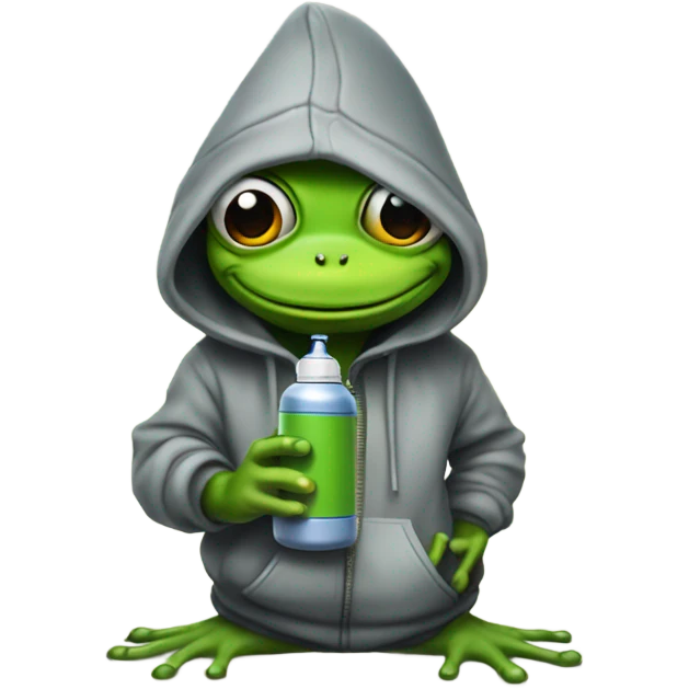 Hot female Frog in a hoodie with a spray can graffiti  emoji