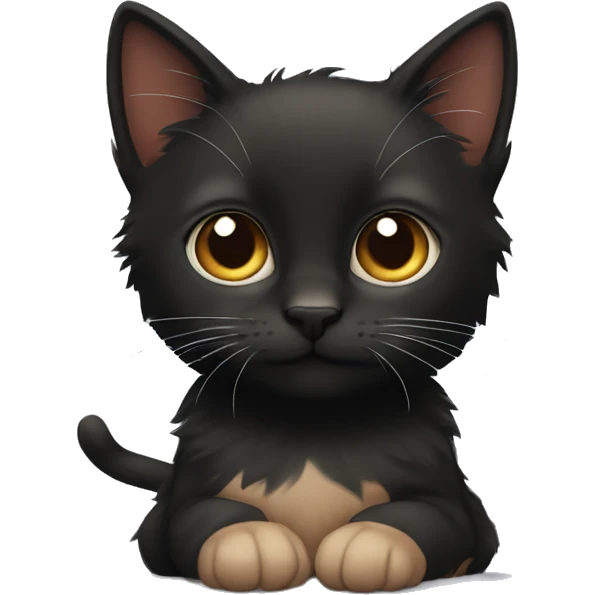 black kitten with a big fluffy brownish cat emoji