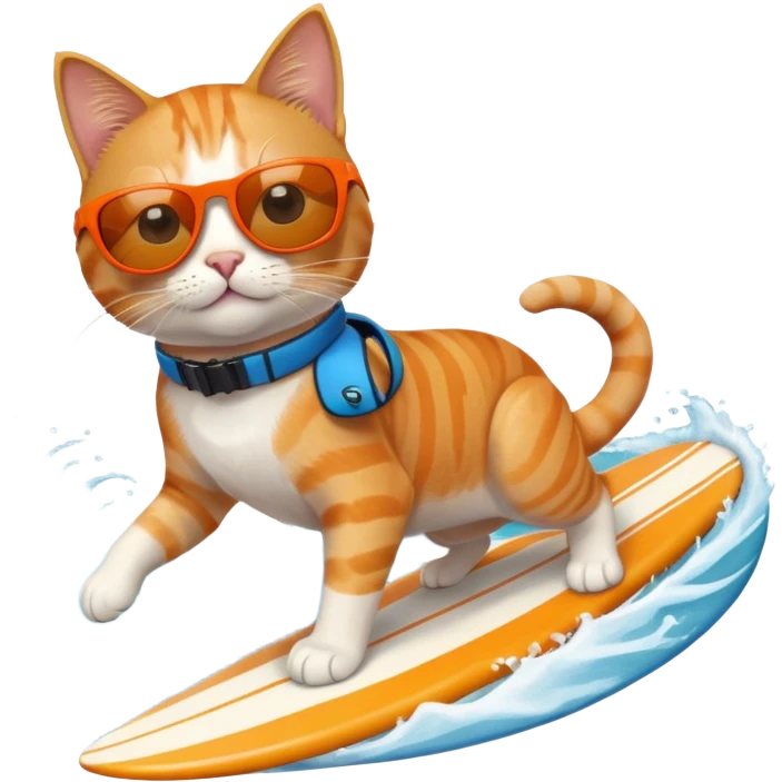 cat with sunglasses surfing a wave emoji