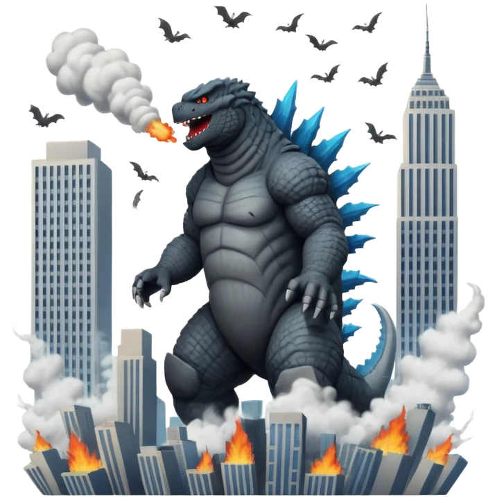 godzilla attacking ny emoji