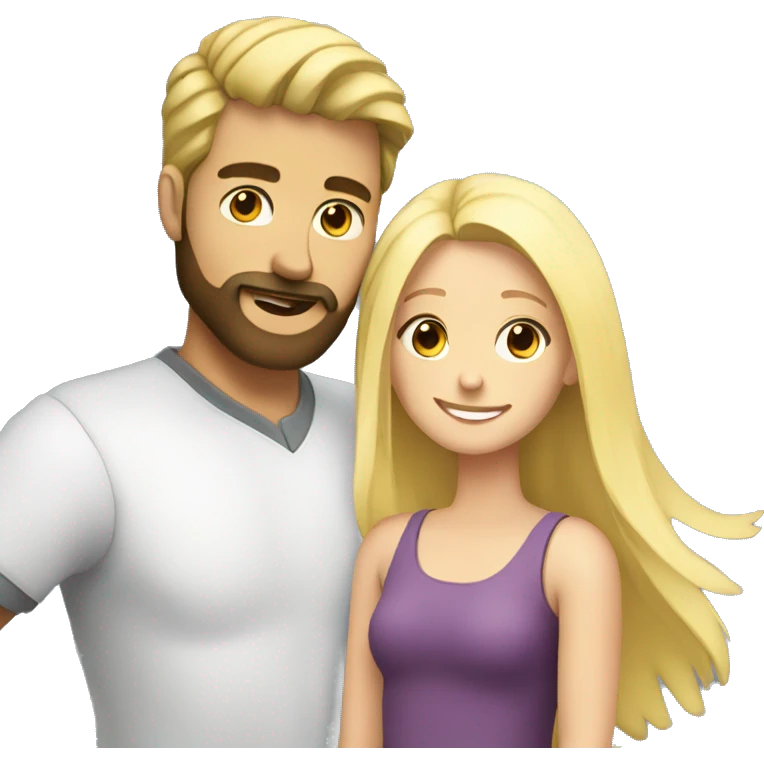 A guy with a beard cuddles a white blond girl emoji
