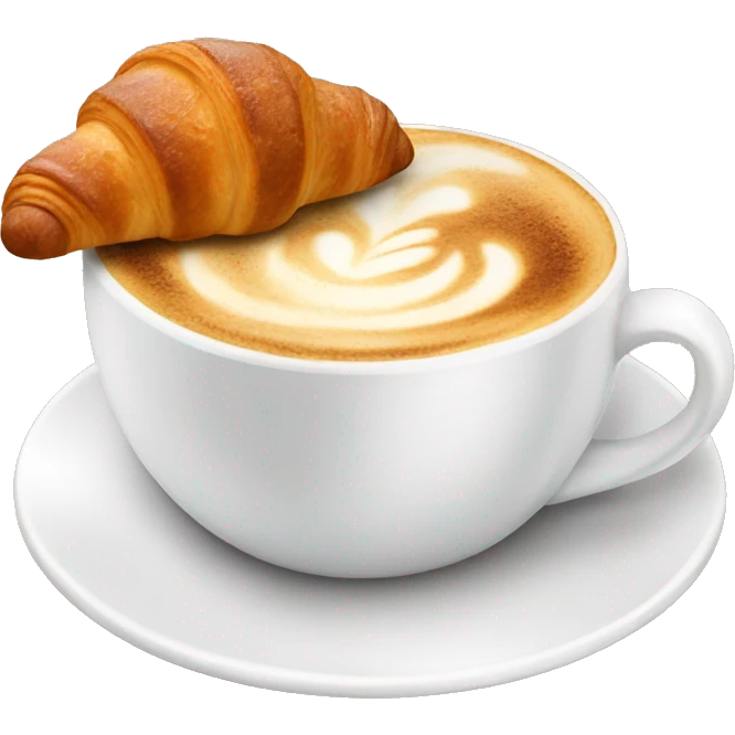 Cup of cappuccino with croissant emoji
