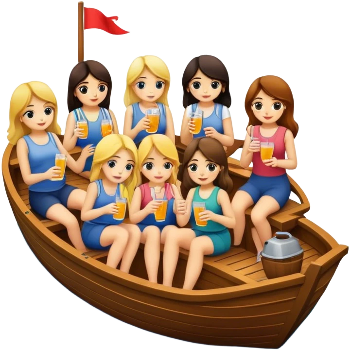 8 girls on a boat drinking emoji