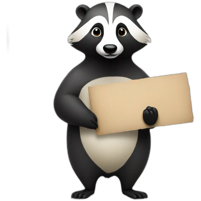 A badger holding a sign with write PAPAYA emoji
