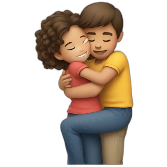 Girl hug brother emoji