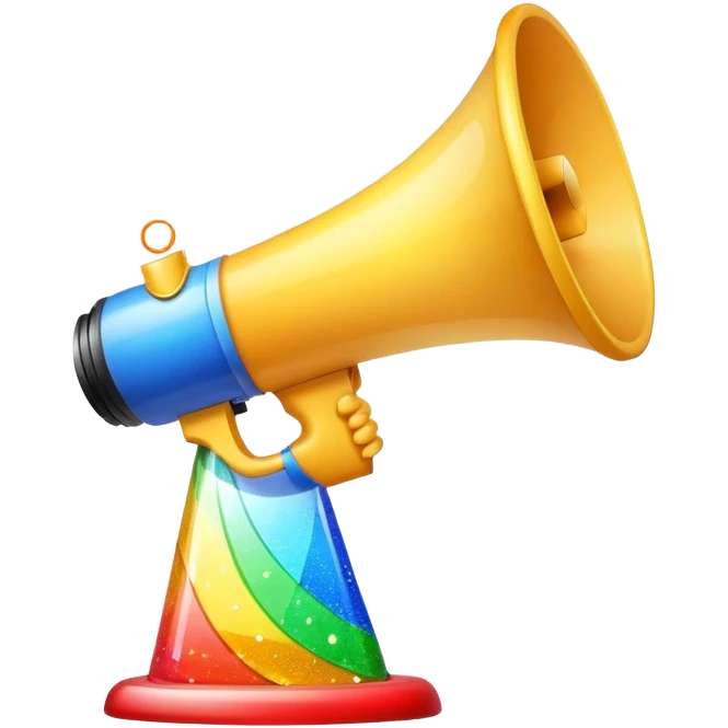 Emoji of a megaphone with sparkles and a growth chart. emoji