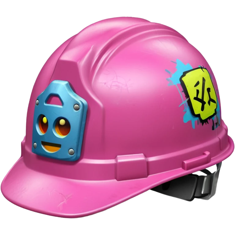 pink hard hat with graffity emoji