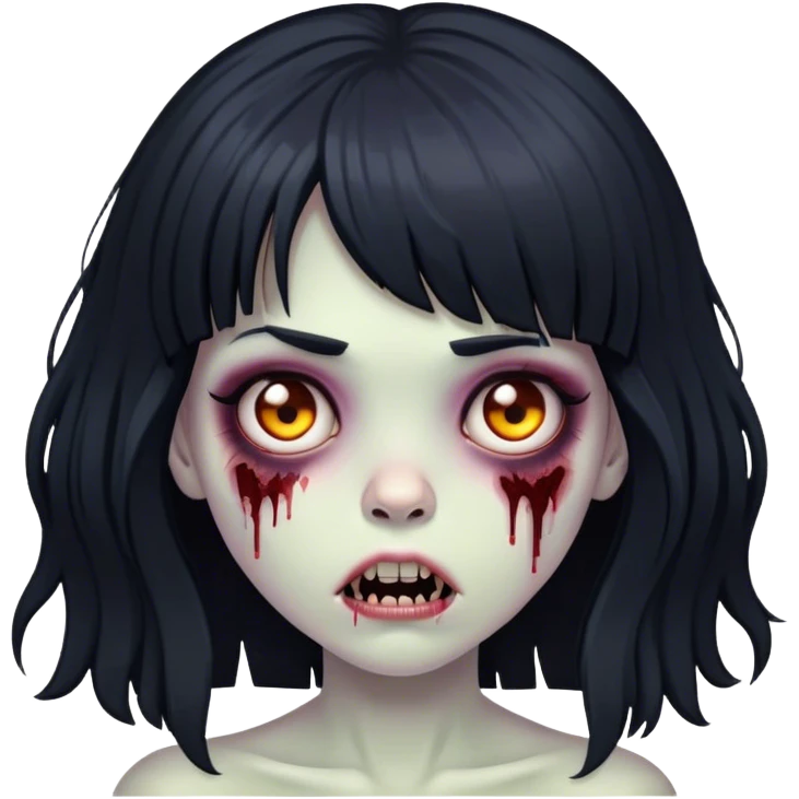 zombie girl with big black hair and bangs  emoji