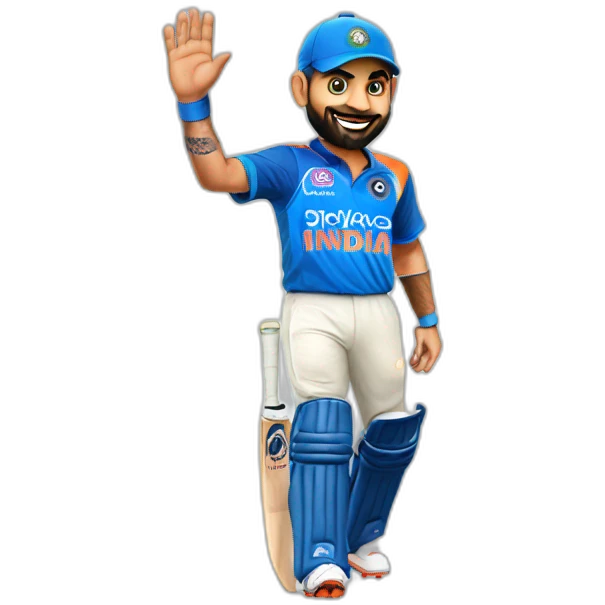 Virat kohli in indian jersey waving  emoji