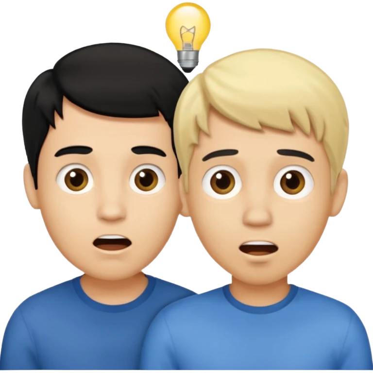 light skin black hair man surprised talking with a light skin and blonde hair man emoji