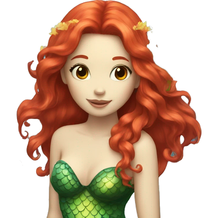 mermaid with red hair with a flower emoji