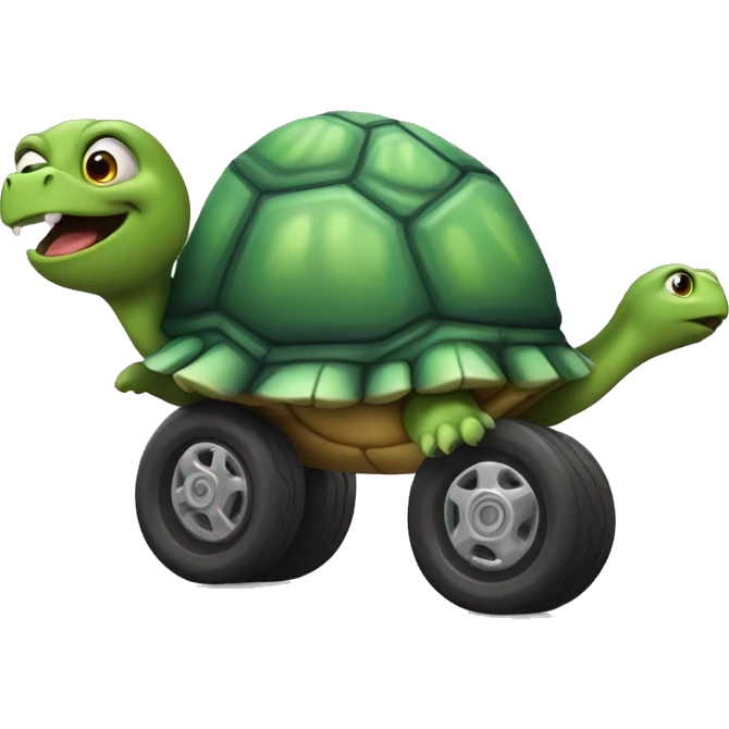 turtle going fast with wheels as hind emoji