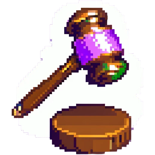Moderator gavel with purple background, admin symbol emoji