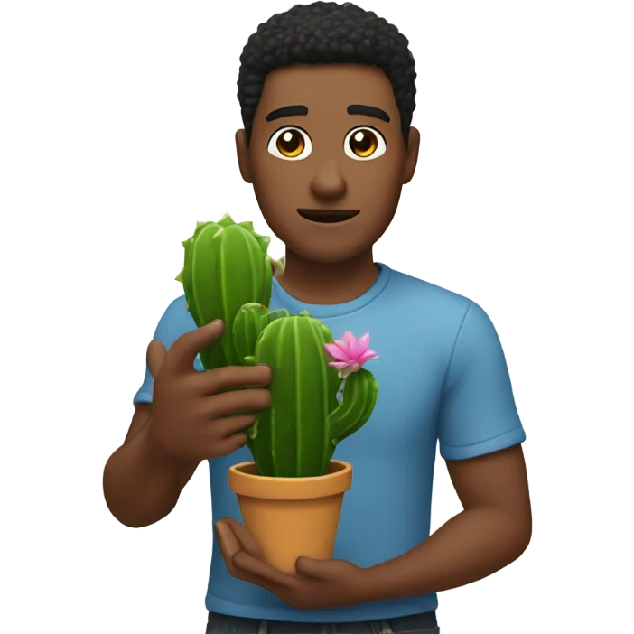 Wes holding a cactus  emoji