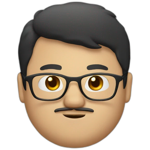 white fat boy with glasses and a mustache and black hair and brown eyes emoji
