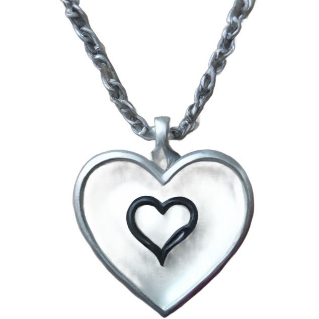silver gothic heart necklace emoji
