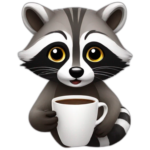 Raccoon drinking coffee emoji