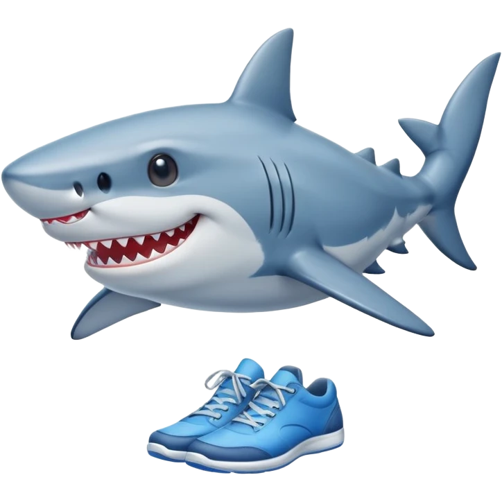 smiling shark in blue shoes emoji
