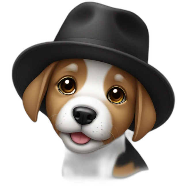 baby dog with a black hat emoji
