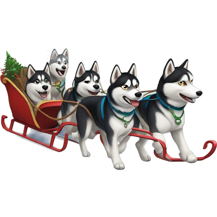 Huskies pulling a sleigh emoji