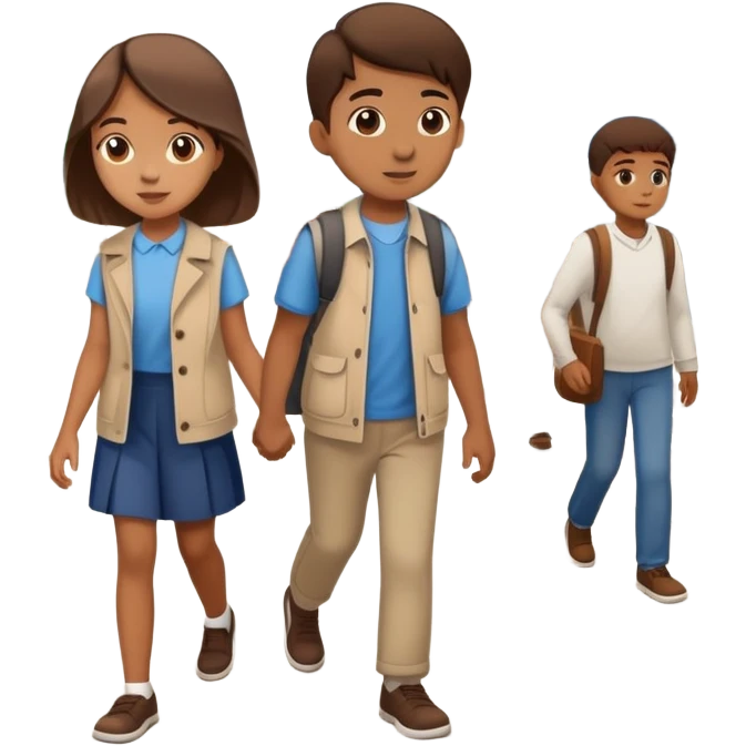 Sister and brother walking in a busy city emoji