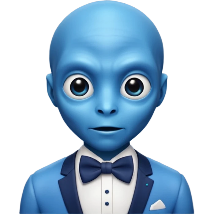 Blue alien with navy bowtie emoji