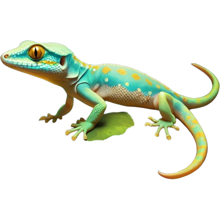 Cinematic Noble Gecko Portrait Emoji, Poised and sleek, with a compact, agile body adorned with textured, mottled scales and luminous, alert eyes accentuated by delicate toe pads and subtle patterning, Simplified yet sharp and sophisticated features, highly detailed, glowing with a soft, ambient jungle glow, high shine, intelligent and vigilant, stylized with an air of exotic elegance, focused and precise, soft glowing outline, capturing the essence of a watchful reptilian guardian that seems ready to scamper out of the screen with effortless agility! emoji